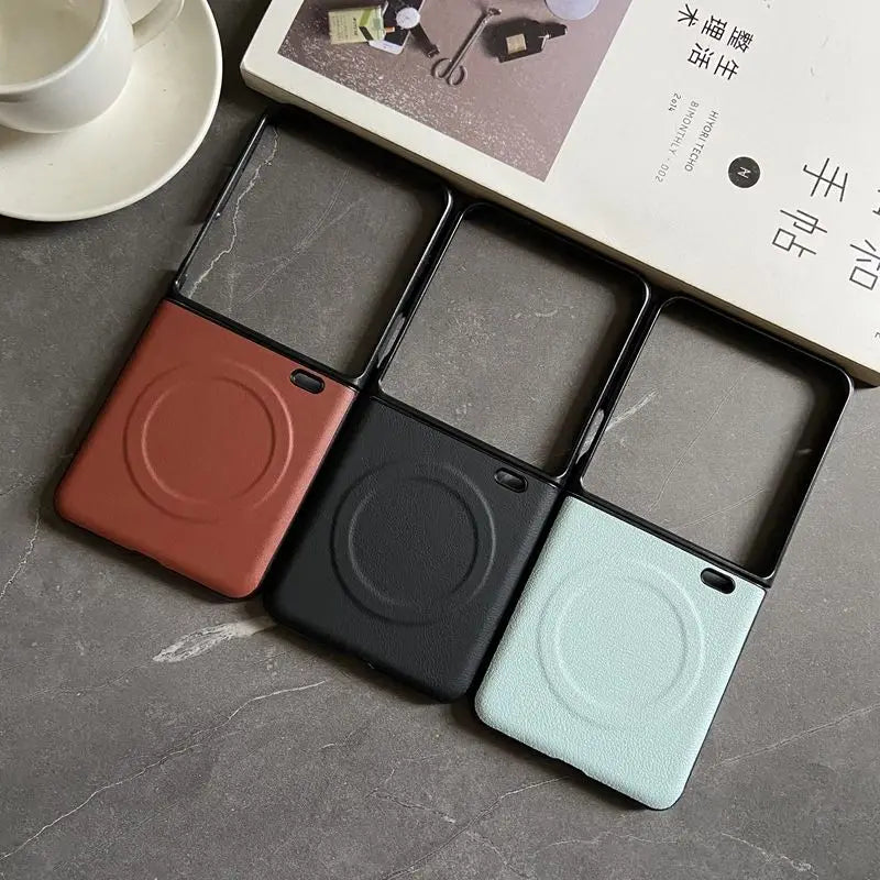 Luxury PU Leather Case for Samsung Galaxy Z Flip 7 | Magnetic & Wireless Charging Compatible