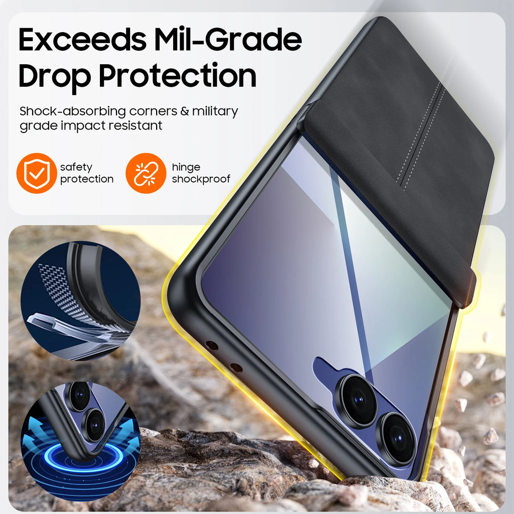 Samsung Galaxy Z Flip 7 Case | Luxury PU Leather Full-Coverage Protective Back Cover