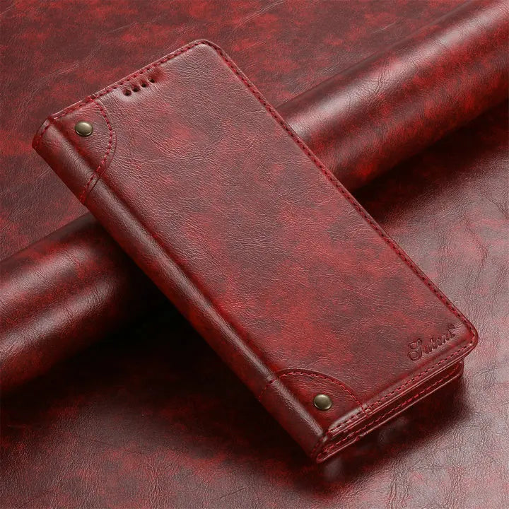 Retro Leather Magnetic Wallet Case with Kickstand | Shockproof & Full Protection for iPhone 16 Series