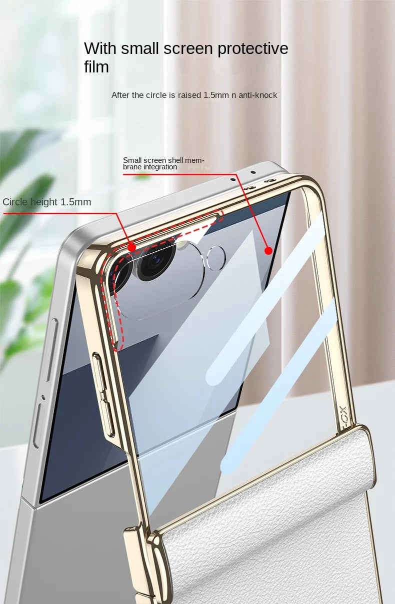 Samsung Galaxy Z Flip 7 Case | Luxury PU Leather Full-Coverage Flip Case with Stand