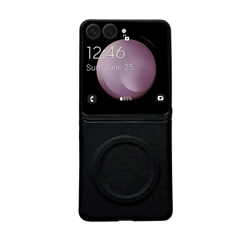 Samsung Galaxy Z Flip 7 Case | Luxury PU Leather Lanyard Magnetic Full-Coverage Protective Case