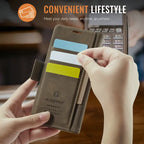 Luxury Magnetic PU Leather Wallet Case with Card & Cash Slots | Shockproof Flip Cover for iPhone