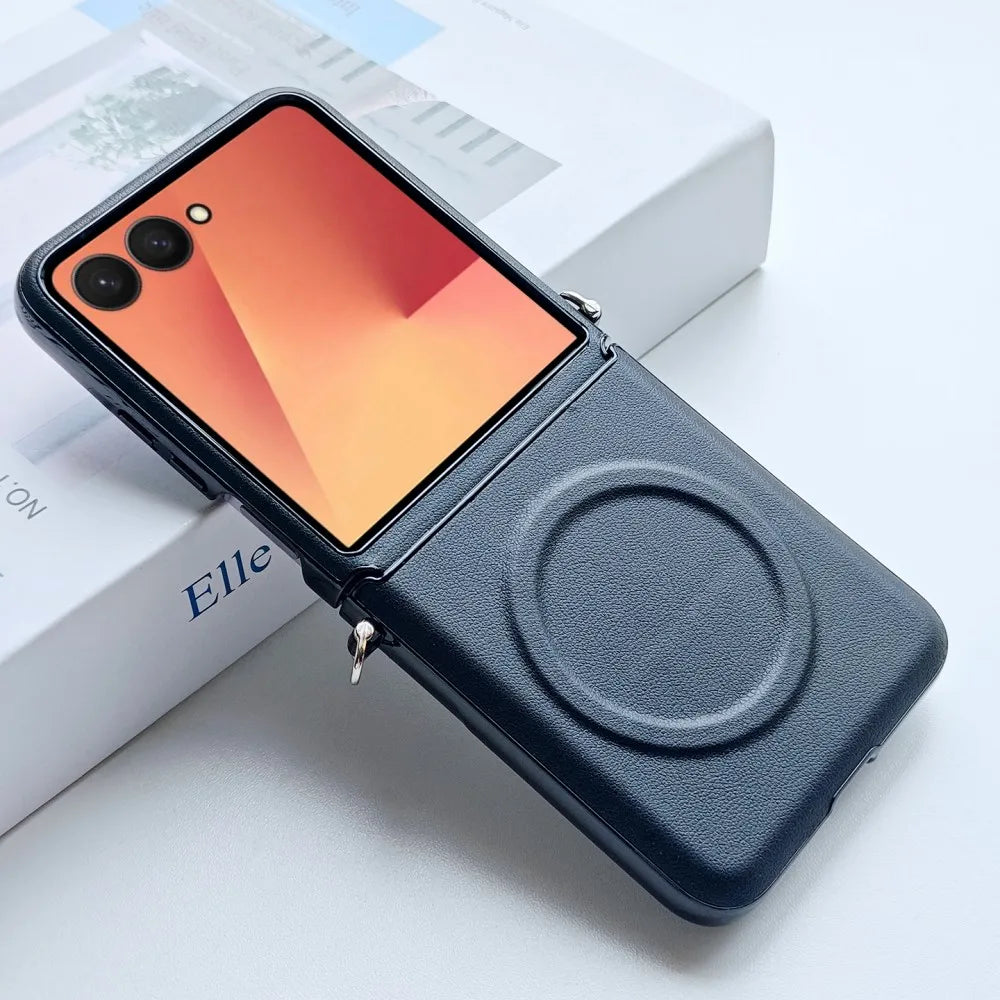 Samsung Galaxy Z Flip 7 Case | Luxury PU Leather Magnetic Full-Coverage Case