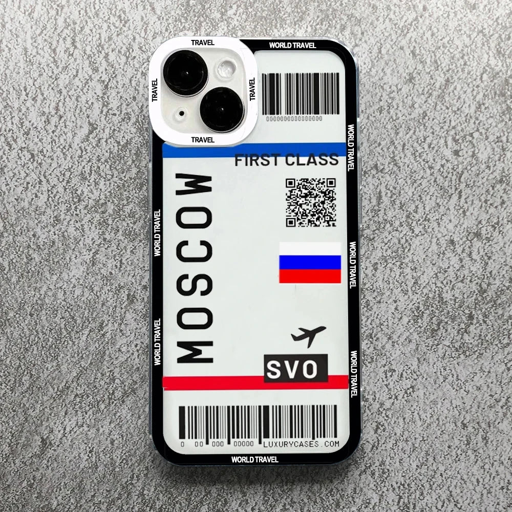 Plane Ticket Travel iPhone Case | Customizable Full-Coverage Shockproof Soft Silicone Cover