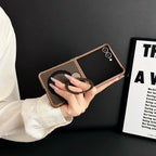 Samsung Galaxy Z Flip 7 Case | Hard Carbon Fiber Magnetic Ring Stand Full-Coverage Protective Case