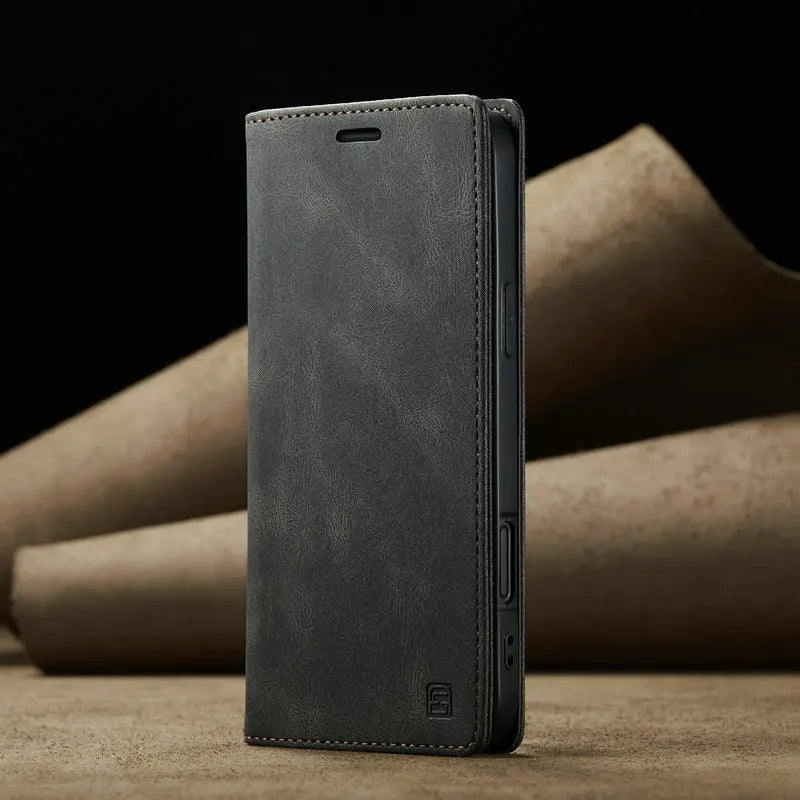 Retro PU Leather Wallet Phone Case | Magnetic Flip, Card & Cash Slot, Shockproof for iPhone