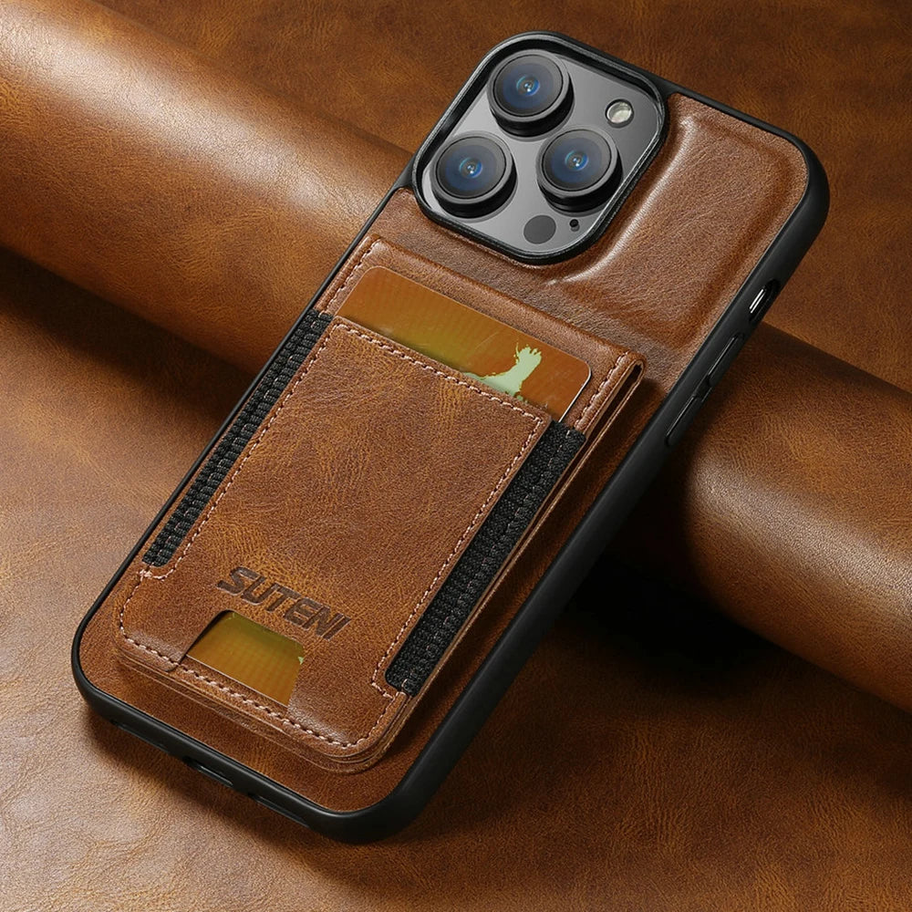 Magnetic Flip Wallet Phone Case with Card & Cash Slots | Kickstand & Shockproof for iPhone 16 Series