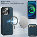 2-in-1 Detachable Magnetic Leather Wallet Case | Shockproof & Wireless Charging Compatible for iPhone