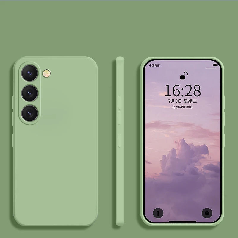 Square Liquid Silicone Soft Case for Samsung Galaxy S22-S25 Ultra | Washable & Lightweight Half-Wrapped Cover