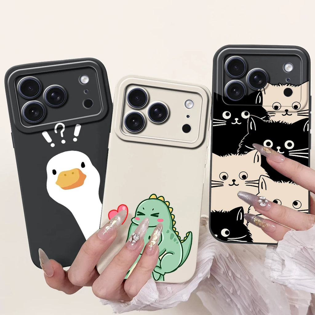 iPhone 17 Series Cartoon Soft Silicone Case | Shockproof, Anti-Fingerprint & Dustproof