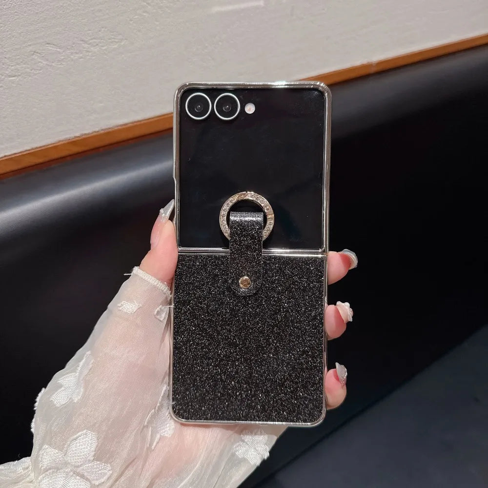 Samsung Galaxy Z Flip 7 / Z Flip 7 FE Case | Shimmering Glitter Full-Coverage Protective Ring Back Cover