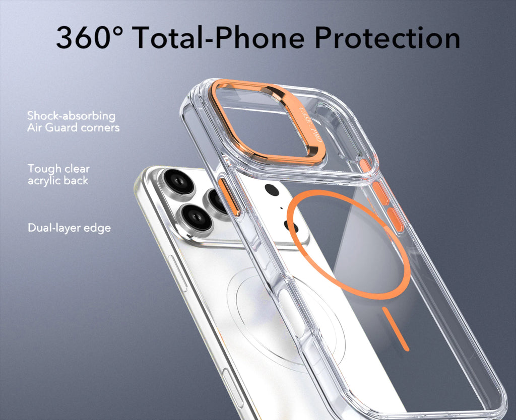Transparent iPhone Case with Camera Protector & Metal Holder | MagSafe Compatible