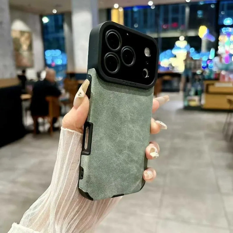 Luxury Fur Plush Leather Phone Case for iPhone 11–17 Series | Matte Camera Bumper Protection Cover