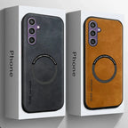 Luxury Magnetic Leather Magsafe Case for Samsung S23-S25 Series | Shockproof & Wireless Charging Compatible