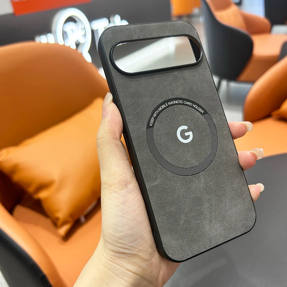Pixel 9 / 9 Pro / 9 Pro XL / 9A / 10 / 10 Pro / 10 Pro XL Case | Luxury Magnetic PU Leather Half-Wrapped Case