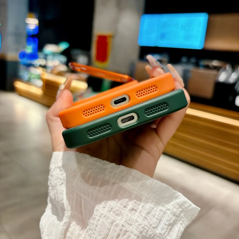 Translucent Matte Magnetic Case for iPhone 11–17 Series | MagSafe Compatible Camera Protector & Metal Stand Cover