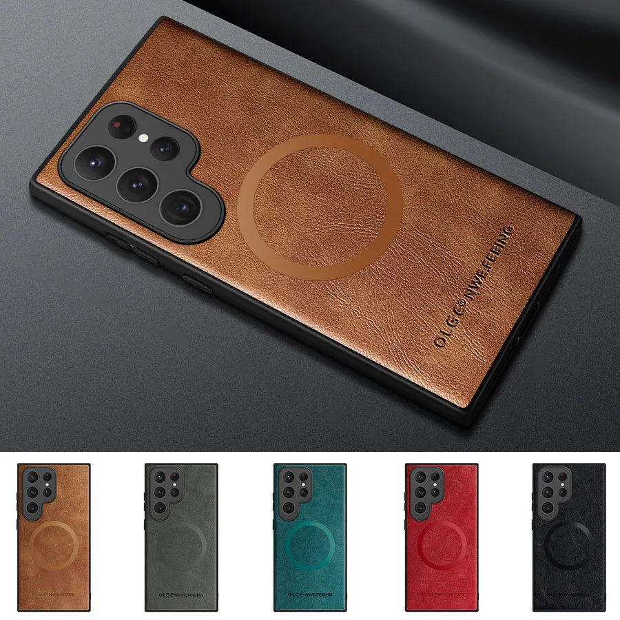 Luxury Leather & Silicone Full-Coverage Case for Samsung Galaxy S23-S24 Series | Shockproof & Waterproof