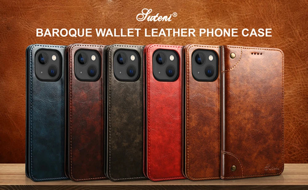 Retro Leather Magnetic Wallet Case with Kickstand | Shockproof & Full Protection for iPhone 16 Series