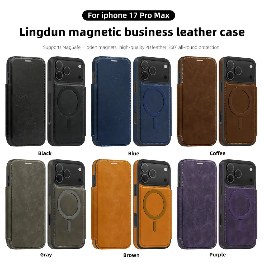Magnetic Flip Wallet iPhone Case | RFID Blocking, Shockproof & Card Holder