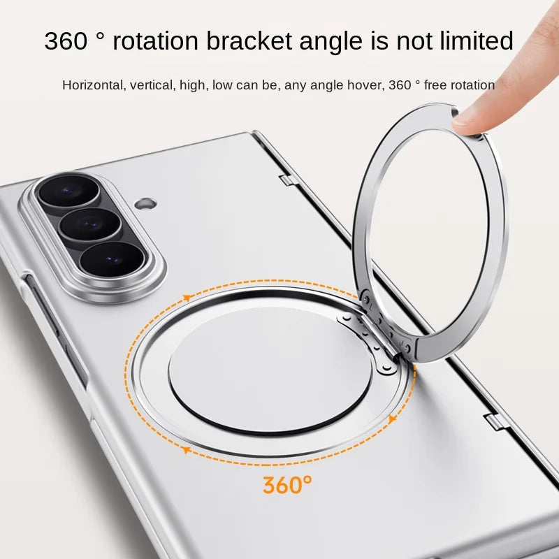 Luxury PU Leather Full-Coverage Case for Samsung Galaxy Z Fold 7 | Magnetic Ring Stand & Magsafe Compatible