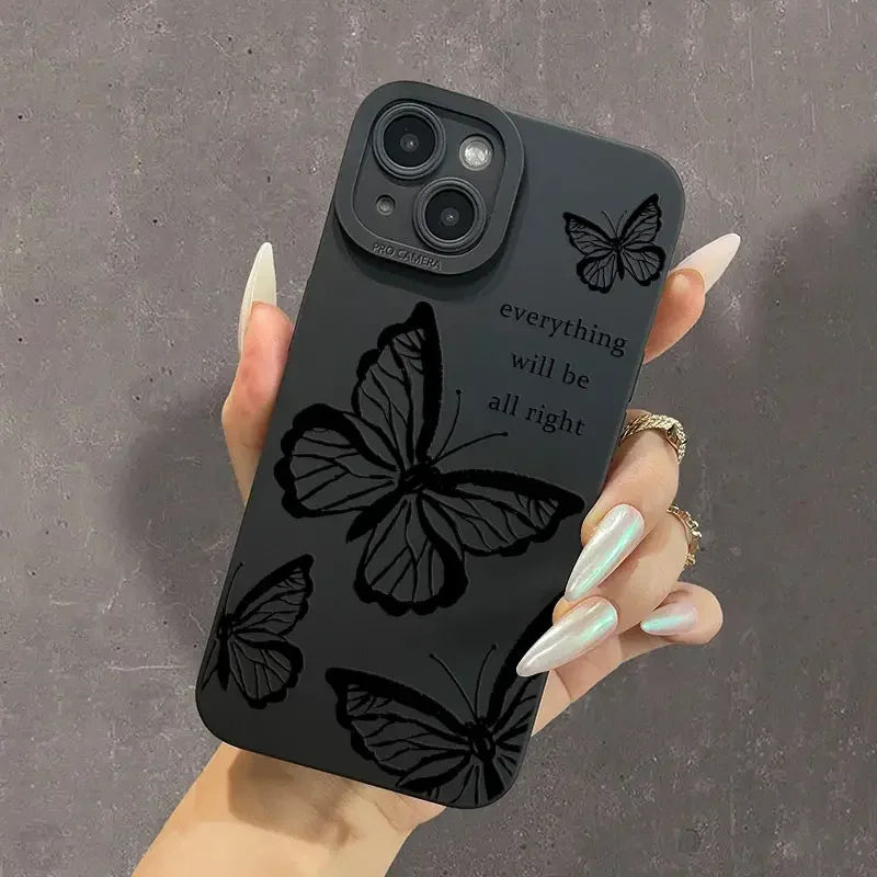 Butterfly Printed Full-Coverage Soft Silicone iPhone Case | Shockproof, Anti-Scratch & Non-Slip