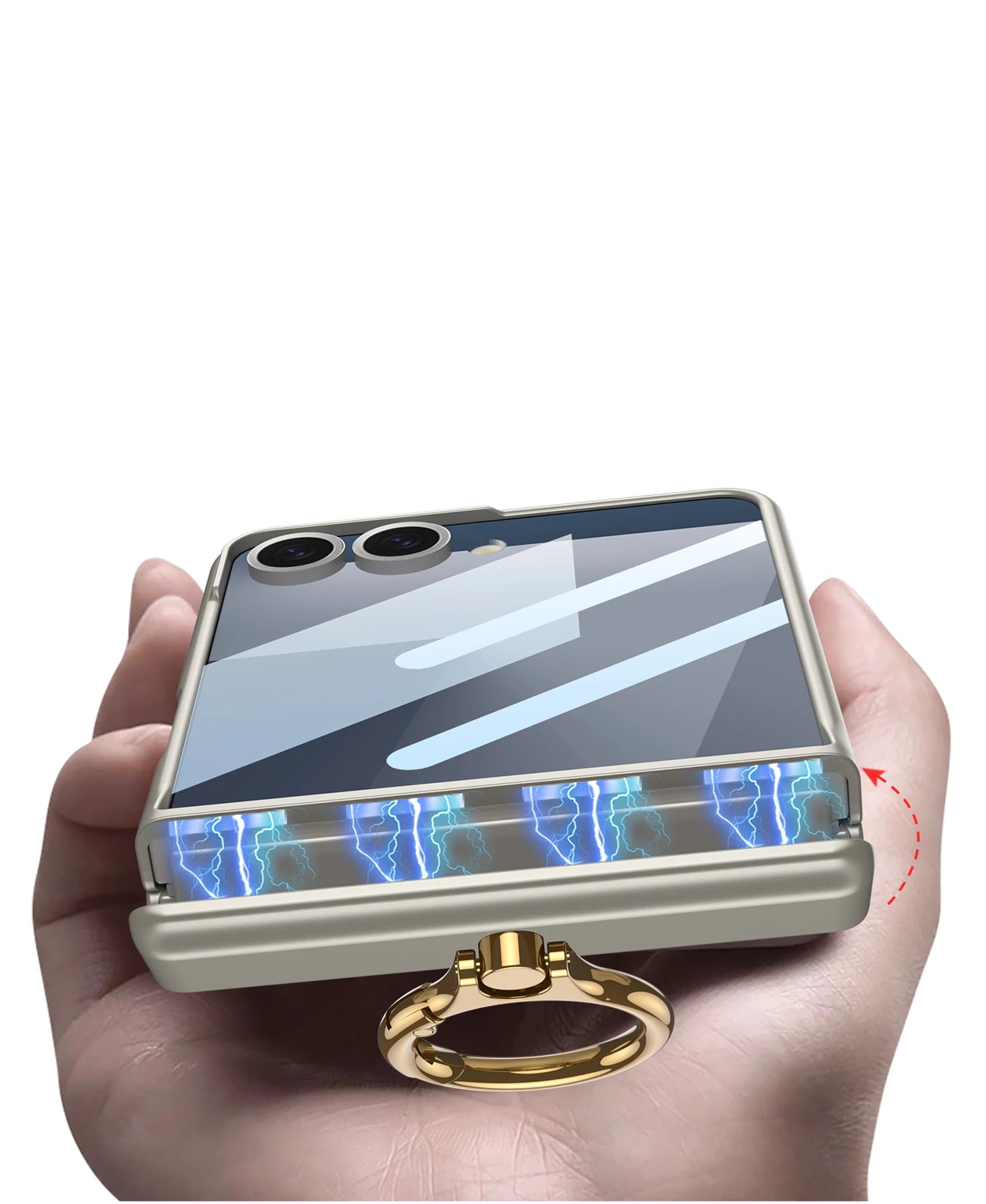 Samsung Galaxy Z Flip 7 Case | Hard Full-Coverage Protective Case with Ring, Middle Hinge & Magnetic Wireless Charging  📱 Short Descriptio