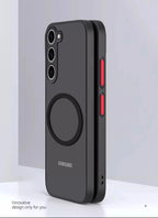 Armor Matte Magnetic Half-Wrapped Case for Samsung Galaxy S22-S25 Ultra | Shockproof Transparent Wireless Charging Cover