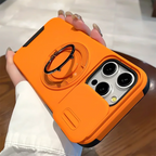 360 Rotating Hidden Metal Ring Stand Phone Case For iPhone 16 11 13 12 15 Pro Max 15 16 Plus 17 Air Slide Camera Protector Cover