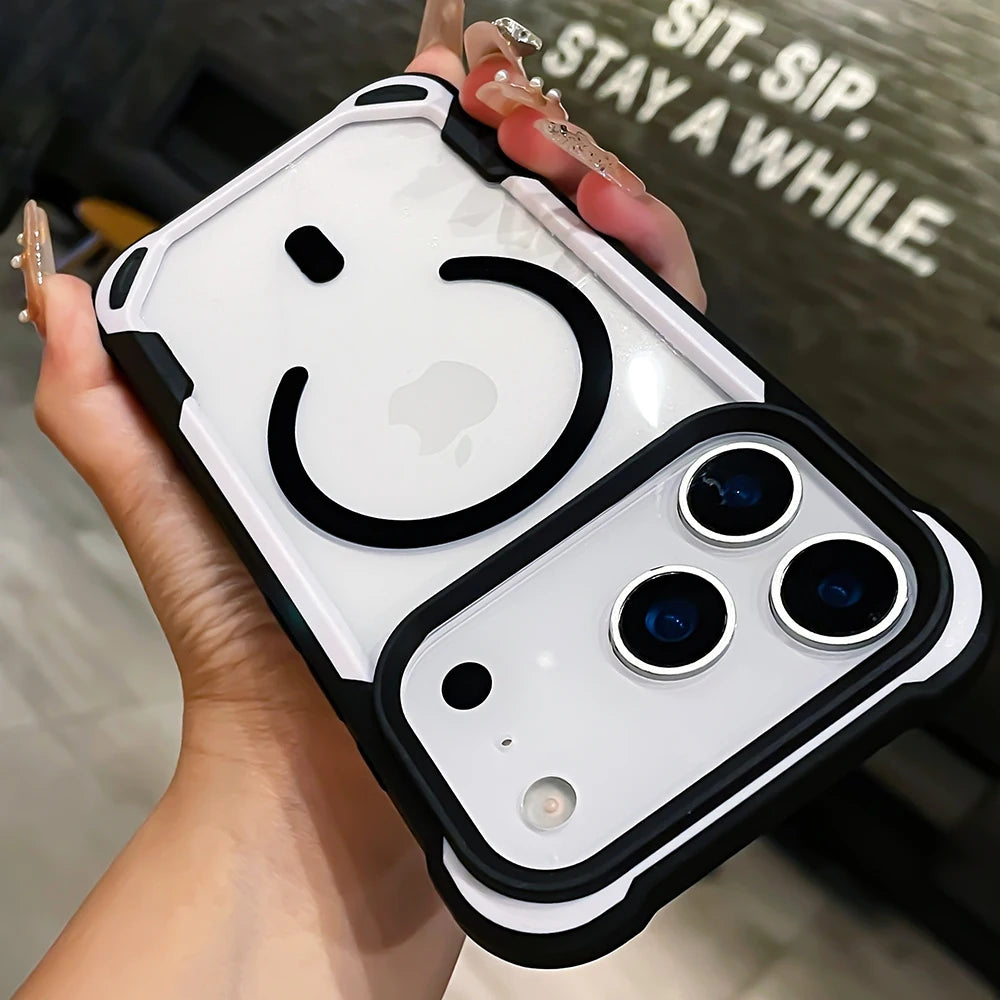 Cute Panda Magnetic Transparent Phone Case for iPhone 12–17 Series | MagSafe Compatible Clear Soft Cover