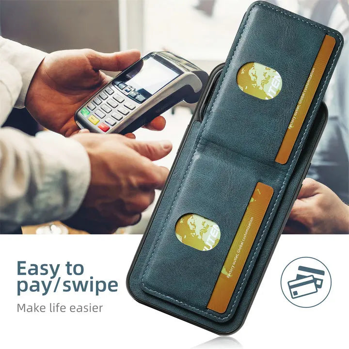 Magnetic Flip Wallet Phone Case with Card & Cash Slots | Kickstand & Shockproof for iPhone 16 Series