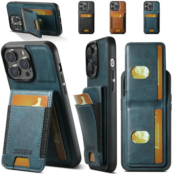 Magnetic Flip Wallet Phone Case with Card & Cash Slots | Kickstand & Shockproof for iPhone 16 Series