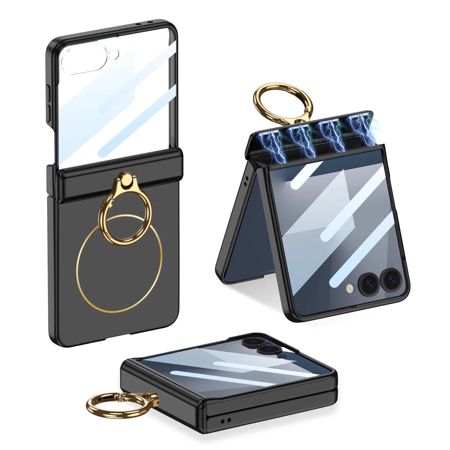 Samsung Galaxy Z Flip 7 Case | Hard Full-Coverage Protective Case with Ring, Middle Hinge & Magnetic Wireless Charging  📱 Short Descriptio