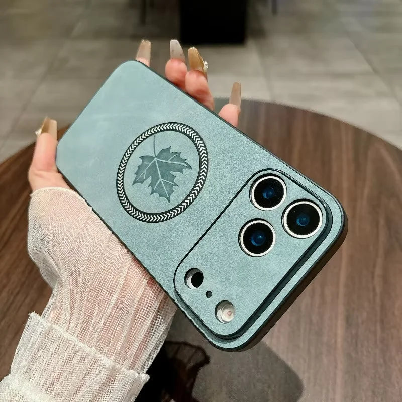 Classic Leather Case for iPhone 11–17 Series | MagSafe Compatible Wireless Charging Magnetic Cover