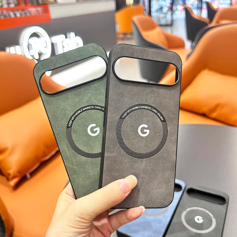 Pixel 9 / 9 Pro / 9 Pro XL / 9A / 10 / 10 Pro / 10 Pro XL Case | Luxury Magnetic PU Leather Half-Wrapped Case