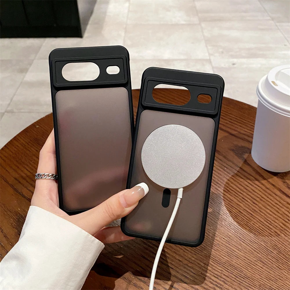 Google Pixel 6 / 6A / 6 Pro / 7 / 7A / 8 / 8A / 8 Pro / 9 / 9A / 9 Pro / 9 Pro XL Case | Matte Translucent Magnetic Wireless Charging Shockproof Half-Wrapped Cover