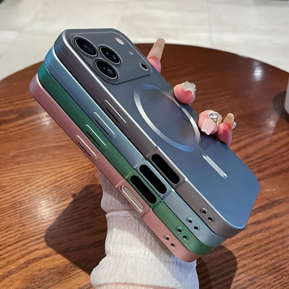 Luxury Matte Magnetic Case for iPhone 11–17 Series | MagSafe Compatible Wireless Charging Protection Cover