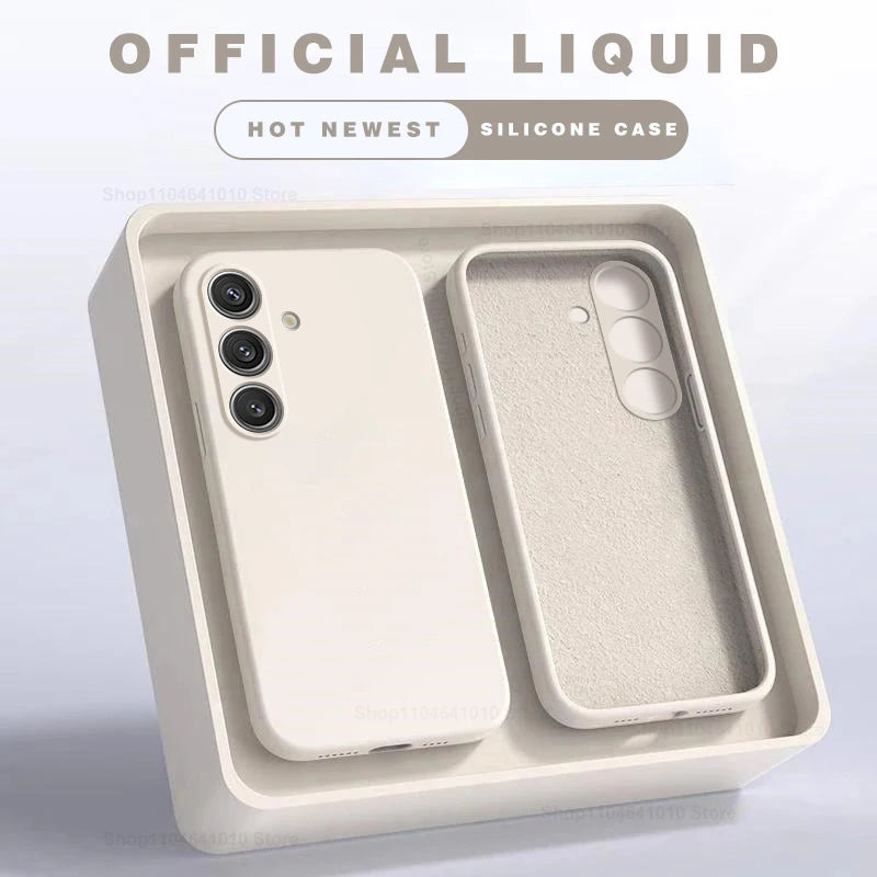Square Liquid Silicone Soft Case for Samsung Galaxy S22-S25 Ultra | Washable & Lightweight Half-Wrapped Cover