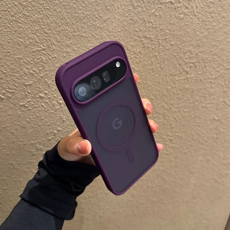 Google Pixel 9A / 9 Pro XL / 10 / 10 Pro Case | Transparent Magnetic MagSafe Wireless Charging Slim Matte Cover with Stand Holder