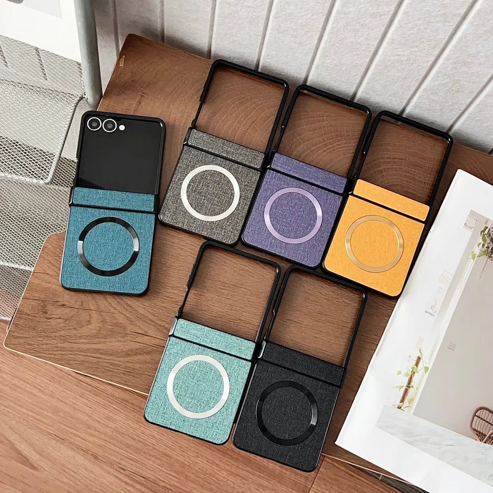 Samsung Galaxy Z Flip 7 Case | Luxury PU Cloth Magnetic Full-Coverage Protective Back Cover