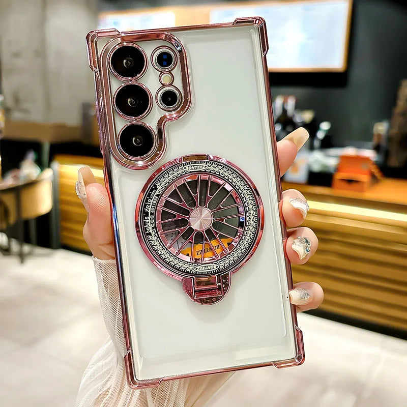 Luxury Magnetic Shockproof Half-Wrapped Case with Ring & Holder | Compatible with Samsung S20-S25 Series