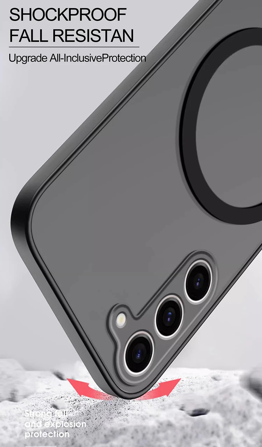 Armor Matte Magnetic Half-Wrapped Case for Samsung Galaxy S22-S25 Ultra | Shockproof Transparent Wireless Charging Cover