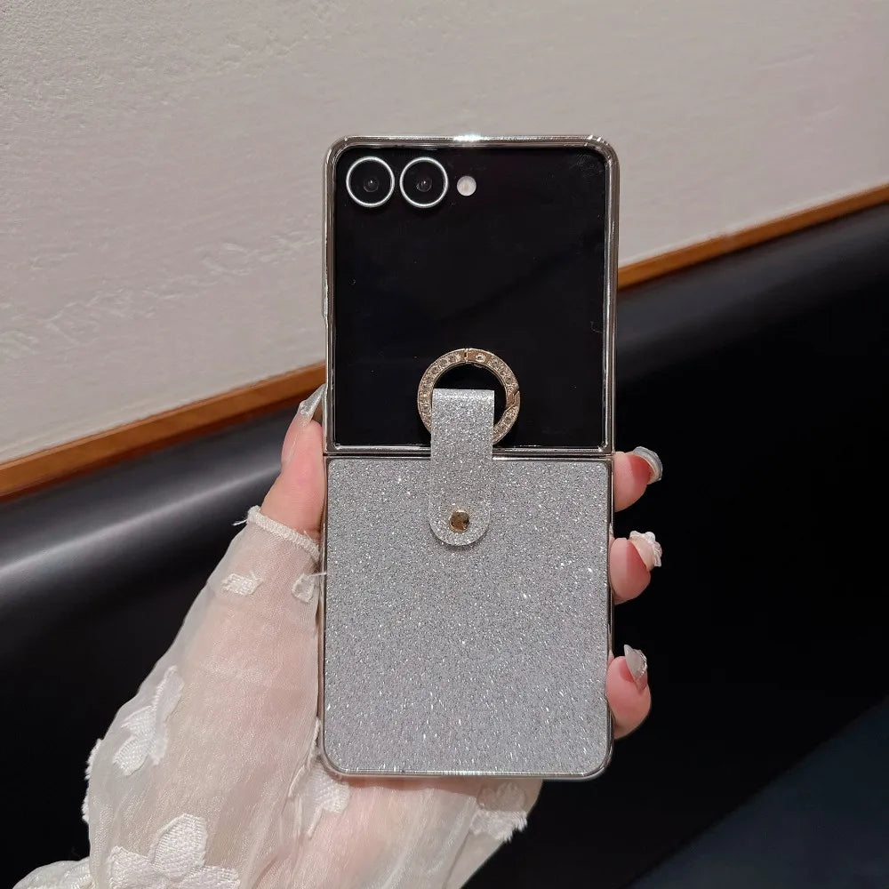 Samsung Galaxy Z Flip 7 / Z Flip 7 FE Case | Shimmering Glitter Full-Coverage Protective Ring Back Cover