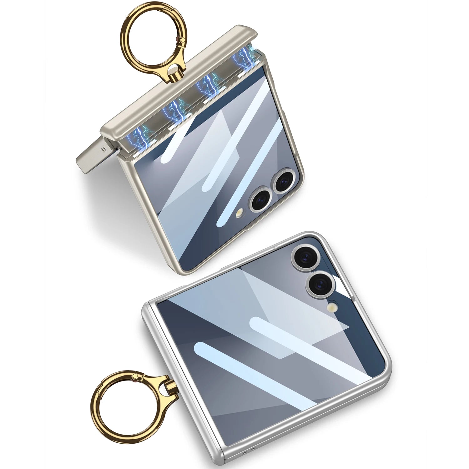 Samsung Galaxy Z Flip 7 Case | Hard Full-Coverage Protective Case with Ring, Middle Hinge & Magnetic Wireless Charging  📱 Short Descriptio