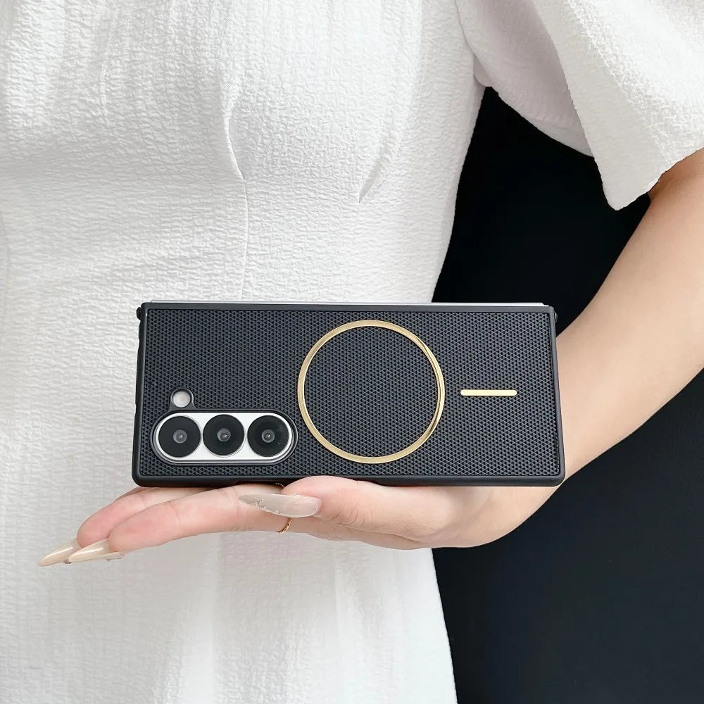 Samsung Galaxy Z Fold 7 Case | Luxury PU Matte Full-Coverage Magnetic Wireless Charging Protective Cover