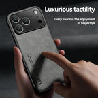 Luxury Sheepskin Leather Phone Case for iPhone 11–17 Series | Matte Half-Wrapped Magnetic Protection Cover