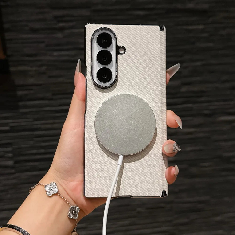 Samsung Galaxy Z Fold 7 Case | Luxury PU Leather Magnetic Full-Coverage Protective Back Cover