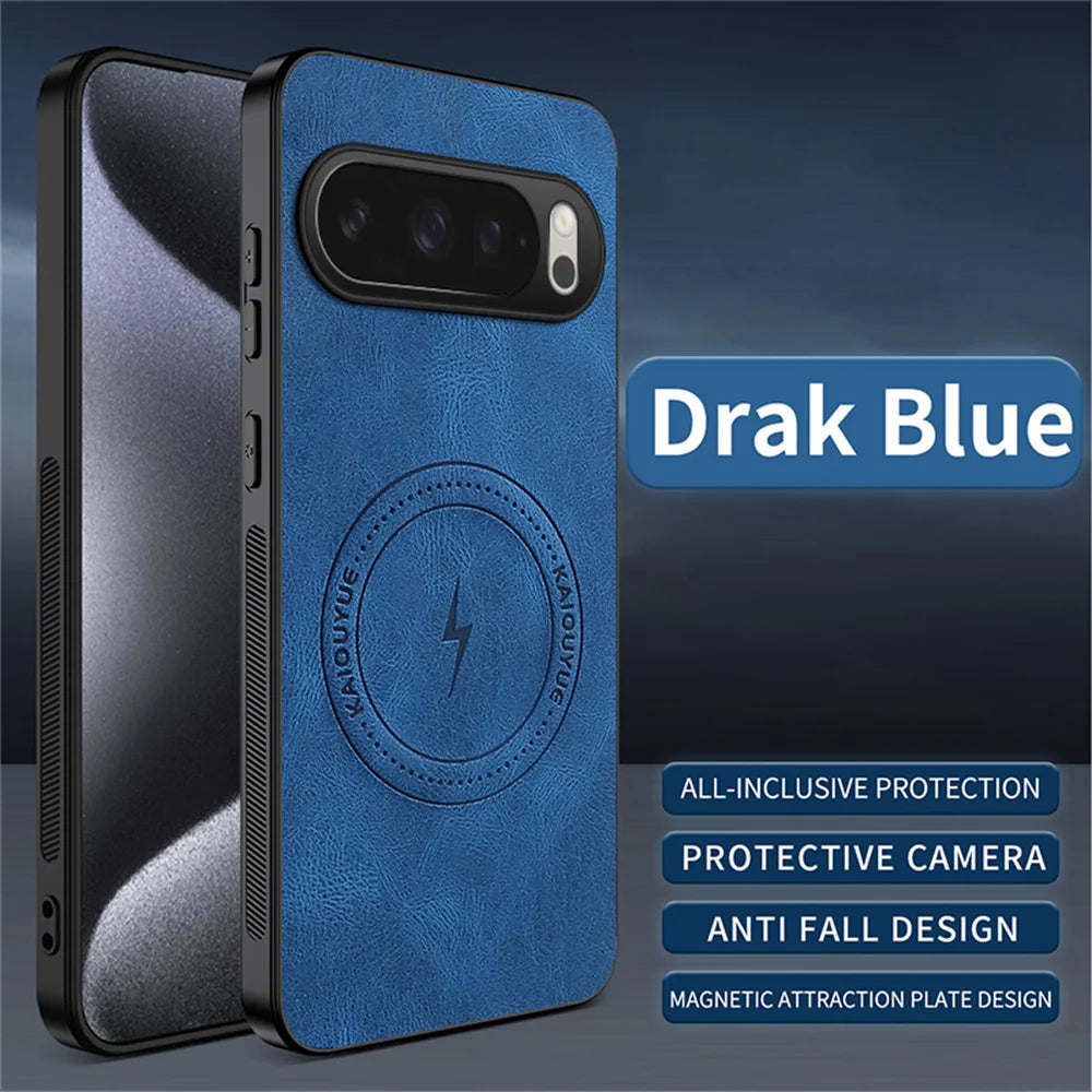 Google Pixel Luxury Classic PU Leather Magnetic Full-Coverage Magsafe Case