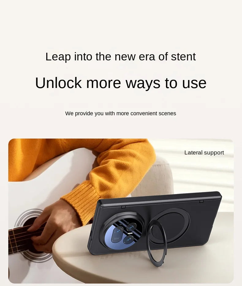 Luxury PU Leather Full-Coverage Case for Samsung Galaxy Z Fold 7 | Magnetic Ring Stand & Magsafe Compatible