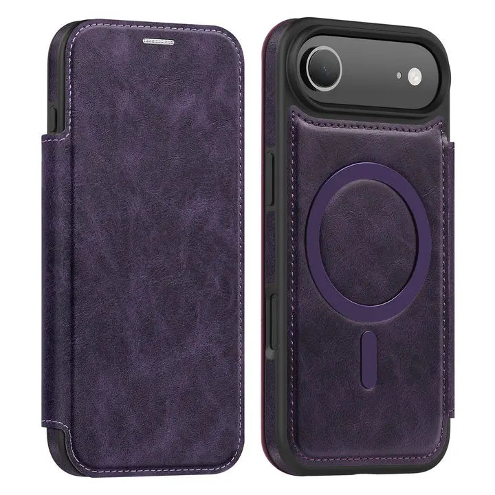 Magnetic Flip Wallet iPhone Case | RFID Blocking, Shockproof & Card Holder