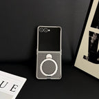 Samsung Galaxy Z Flip 7 Case | Hard Carbon Fiber Magnetic Ring Stand Full-Coverage Protective Case